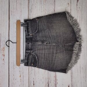 We The Free Free People "Size 26" Women's Dark Gray Frayed Hem Denim Skirt